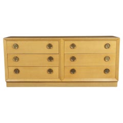 Commode basse à 6 tiroirs du milieu du siècle avec des poignées rondes en laiton