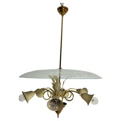Lampadario a 6 luci di metà secolo attribuito a Pietro Chiesa per Fontana Arte 1940
