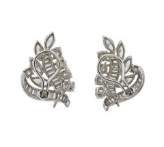 Mid Century 6.00 Carat Diamond Platinum Earrings