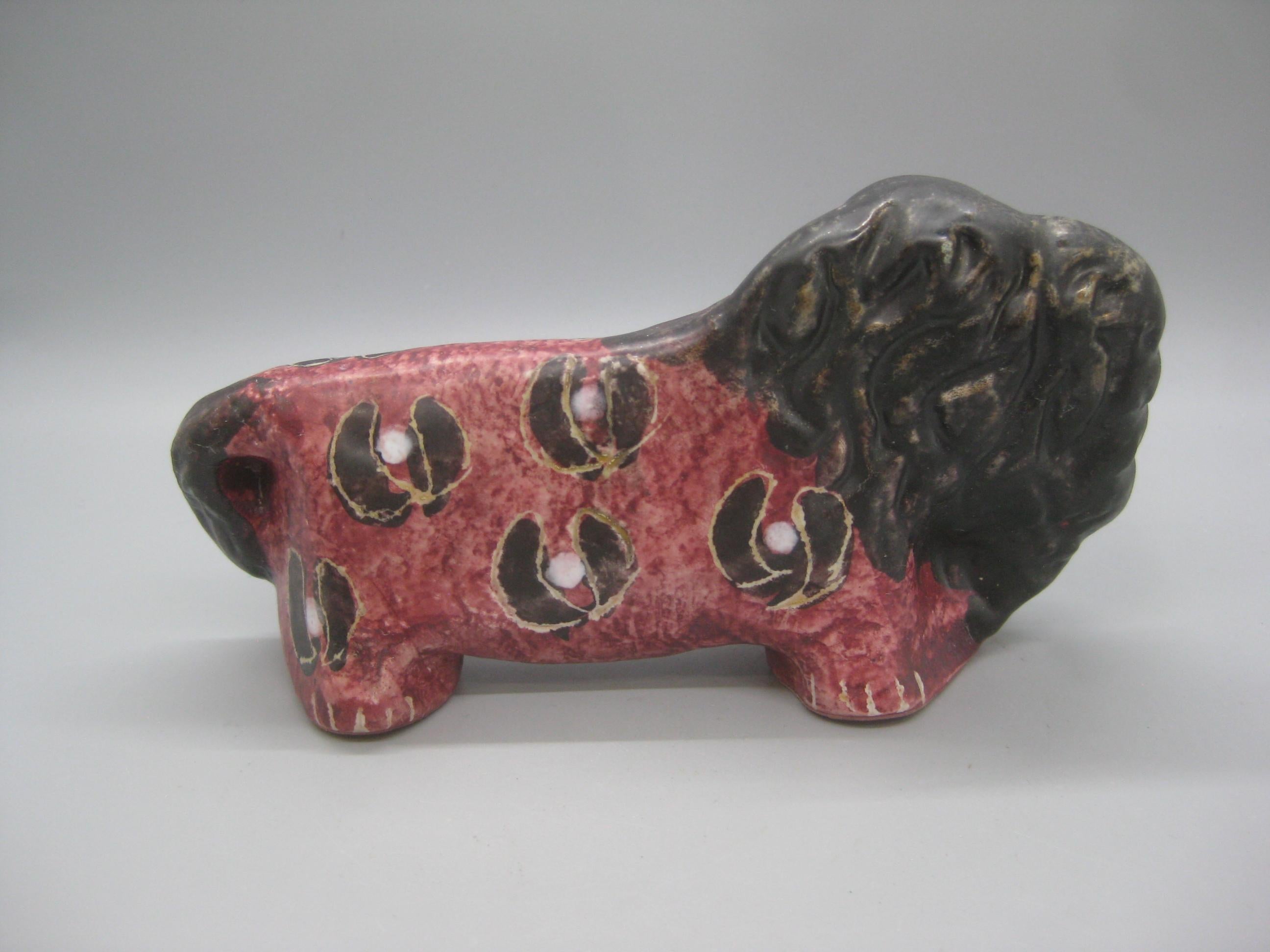 Italienische Mid-Century-Keramik-Löwenfigur, Aldo Londi Bitossi, Skulptur (Töpferwaren) im Angebot