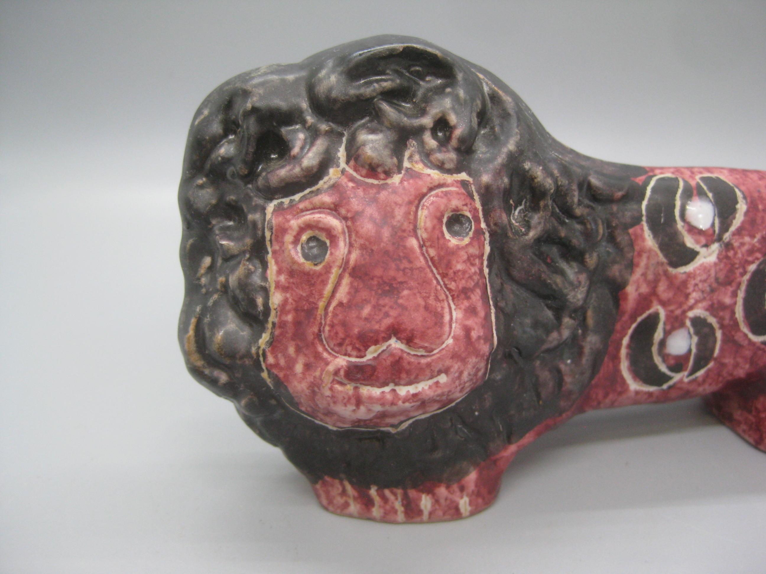 Ceramica d'arte italiana di metà secolo Aldo Londi Bitossi Figurina di leone Scultura Italia in vendita 2