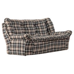 Retro Mid century 60s grey checked sofa
