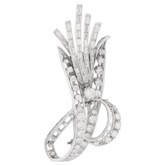Mid-Century 6.25ct Diamond Platinum Brooch, 1950s, By Designer Unknown