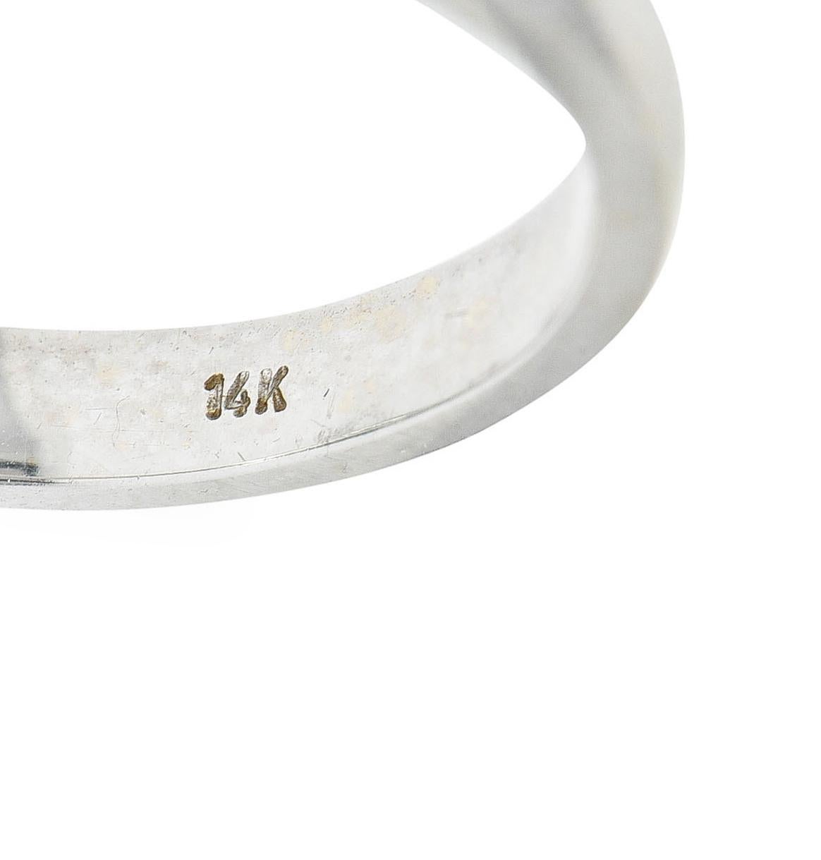 Mid-Century 6.70 Carats Colombian Emerald Diamond 14 Karat White Gold Ring GIA 1