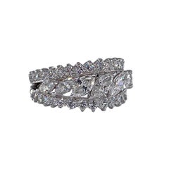 Mid-Century 6.89ctw Marquise Round Diamond Vintage Eternity Band  Platinum Ring