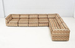 Mid Century 7-teilige modulare Sitzgruppe:: Jack Lenor Larsen "Aurora"-Polsterung