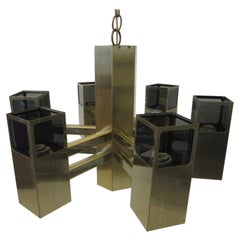 Lampadario in bronzo e ottone Frederick Ramond del secolo 70