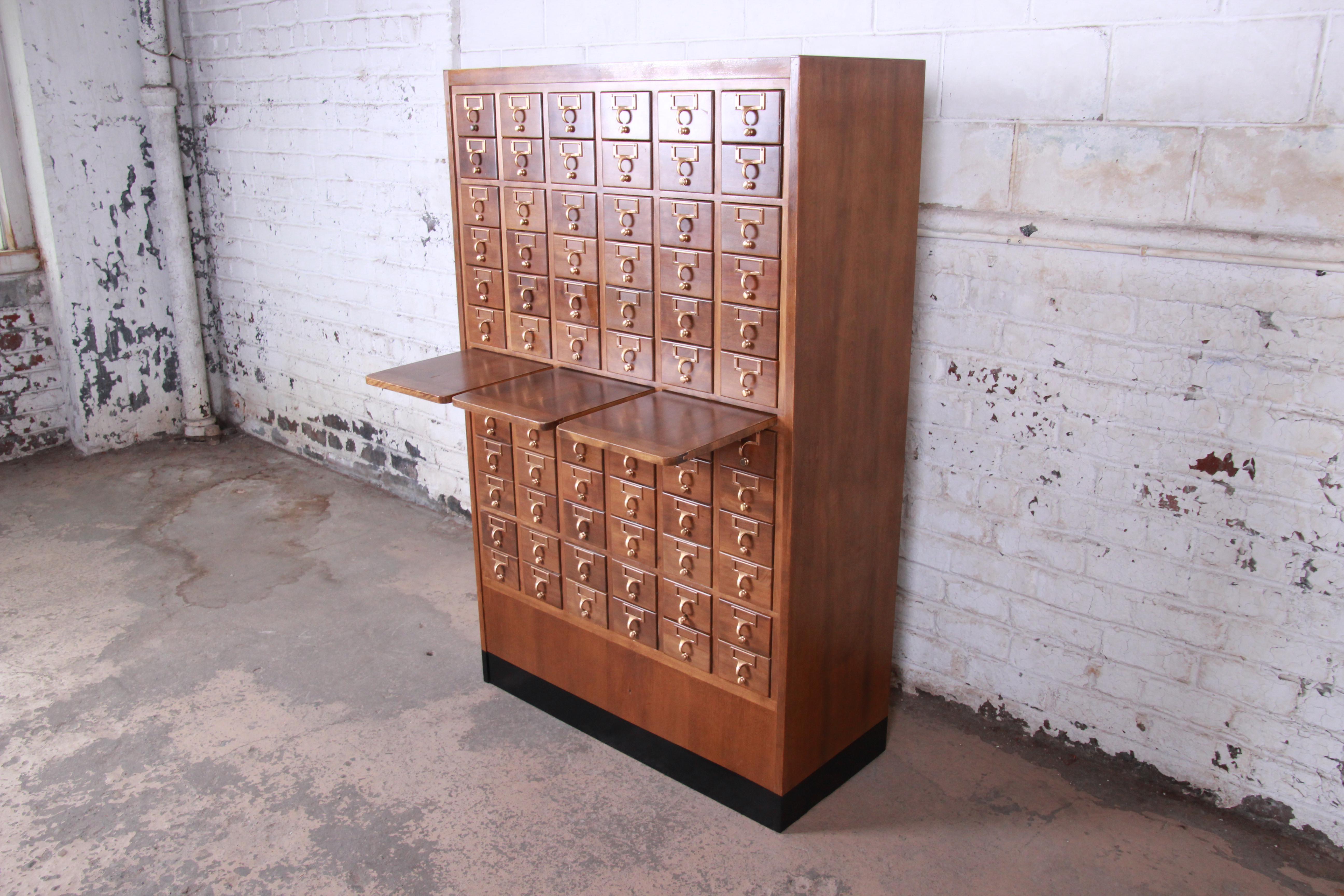 American Midcentury 72-Drawer Library Card Catalog