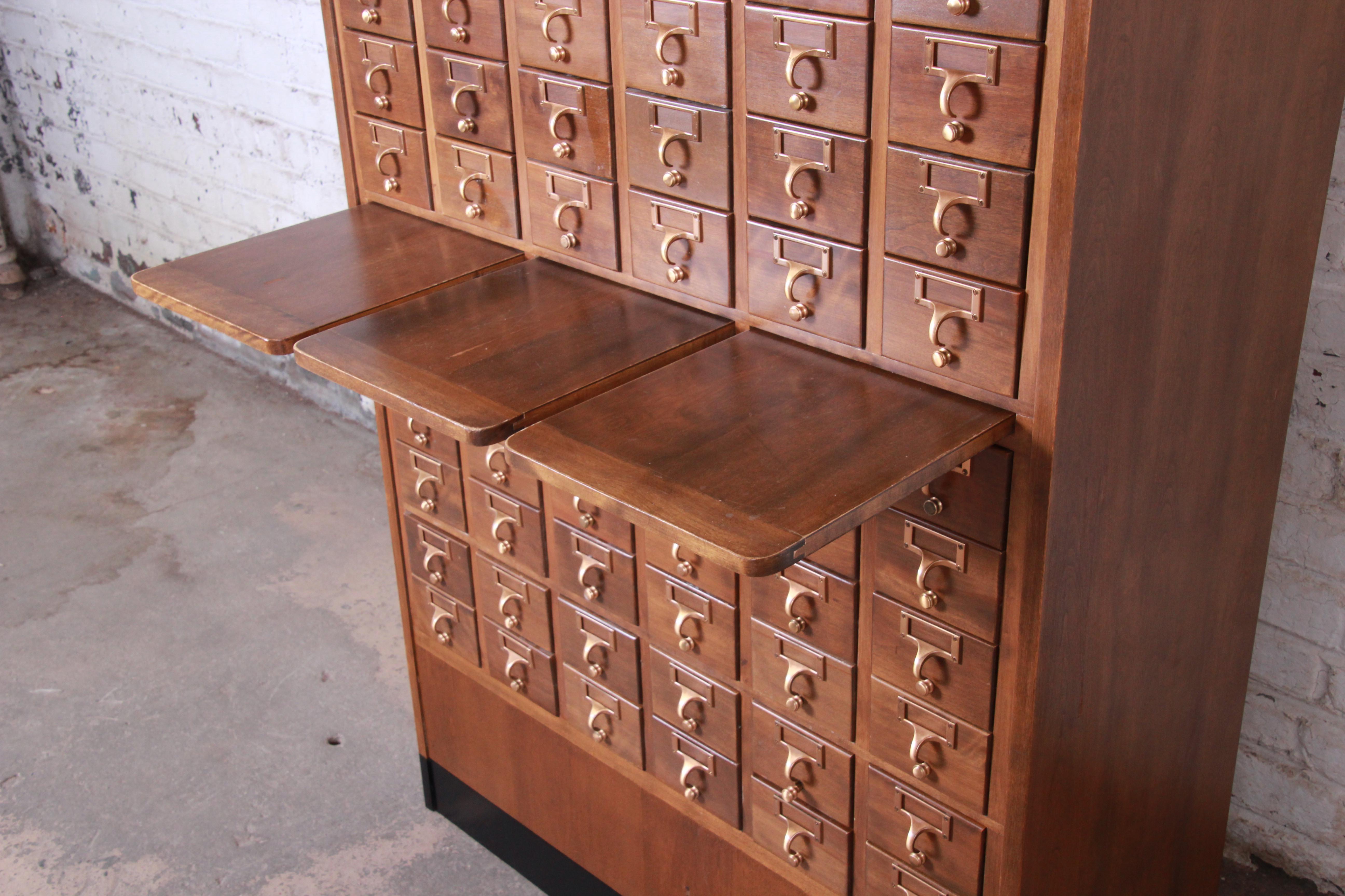 Midcentury 72-Drawer Library Card Catalog In Good Condition In South Bend, IN