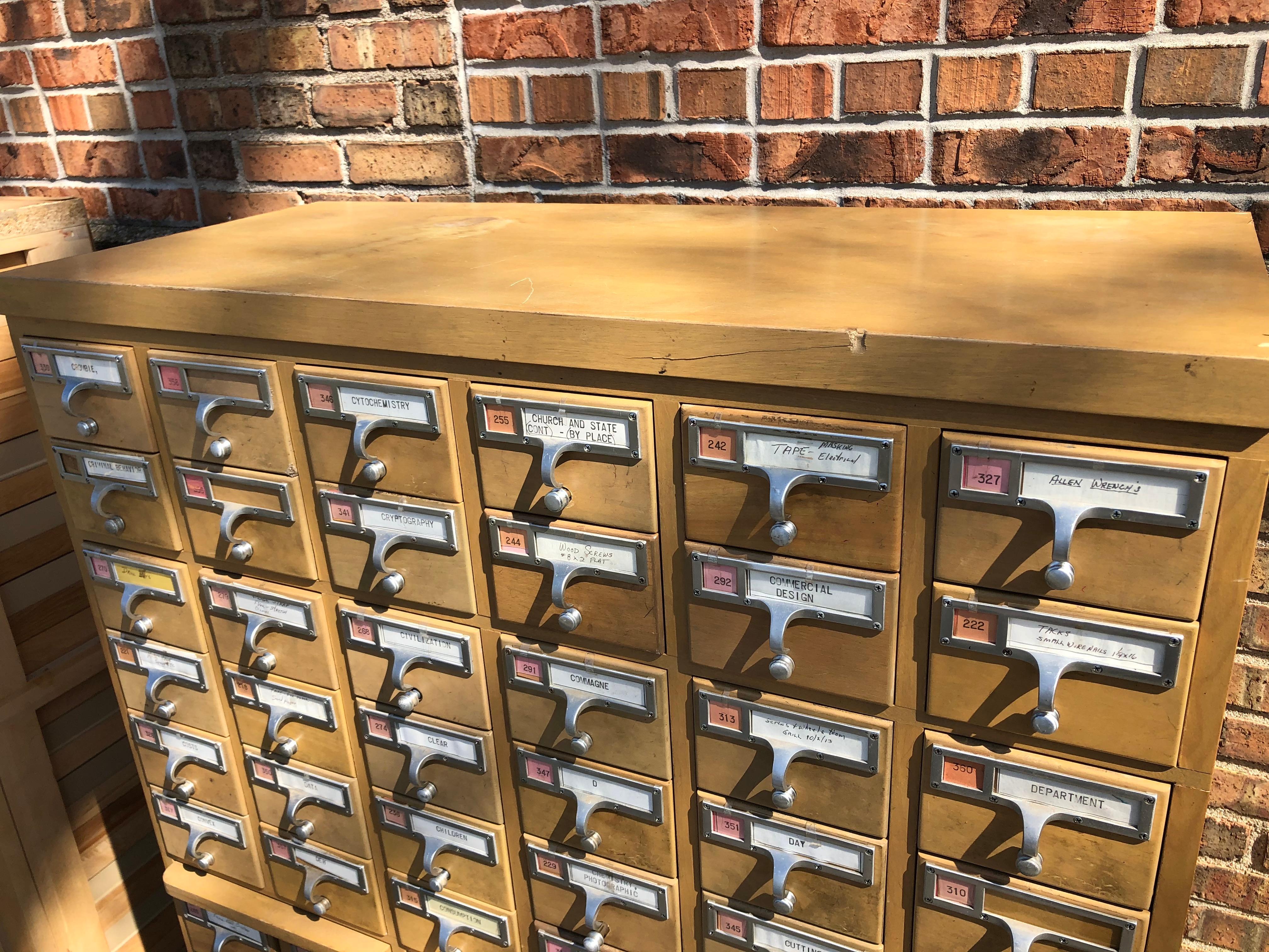 Midcentury 72-Drawer Library Card Catalogs 3