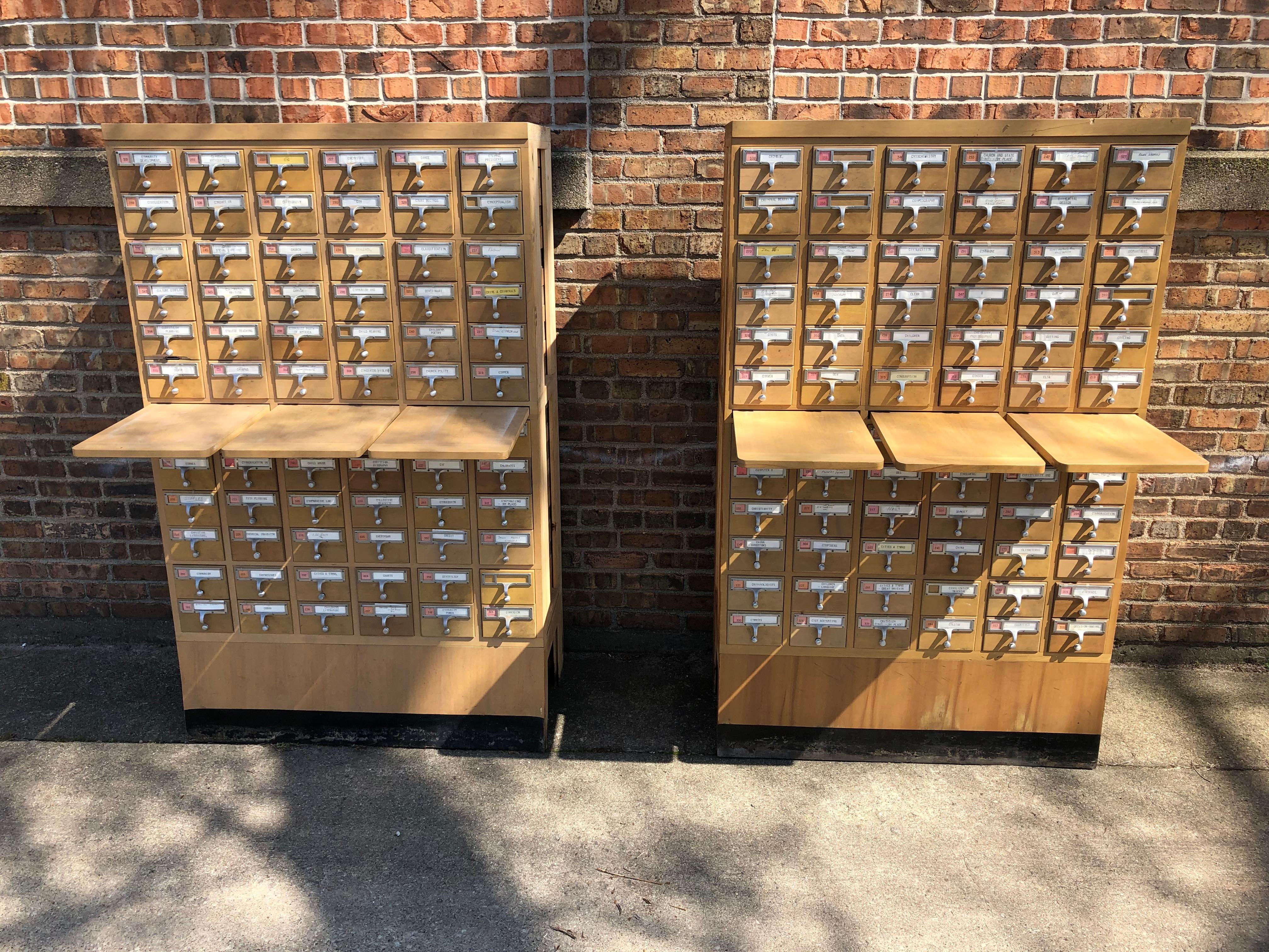 Metal Midcentury 72-Drawer Library Card Catalogs