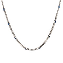 Mid Century 7.20 carat total weight sapphire diamond platinum necklace