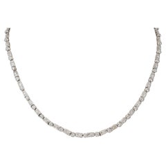 Mid-Century 7.21 CTW Diamond Platinum Vintage Dash & Dot Line Necklace