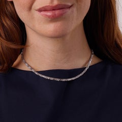 Mid Century 7.30 carat diamond platinum tennis necklace