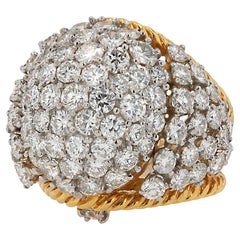 Bague de cocktail à dôme en diamant de 7,50 carats datant du milieu du siècle dernier