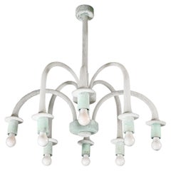 Retro Mid-Century 8-Arm Curved Hand-Blown Murano Scavo Glass Chandelier by Seguso