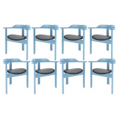 8 Fauteuils Haussmann bleu du milieu du siècle, Robert & Trix Haussmann, Design 1964