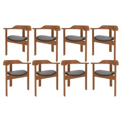 Mid Century 8 Chestnut Haussmann Chairs, Robert & Trix Haussmann, Design, 1964
