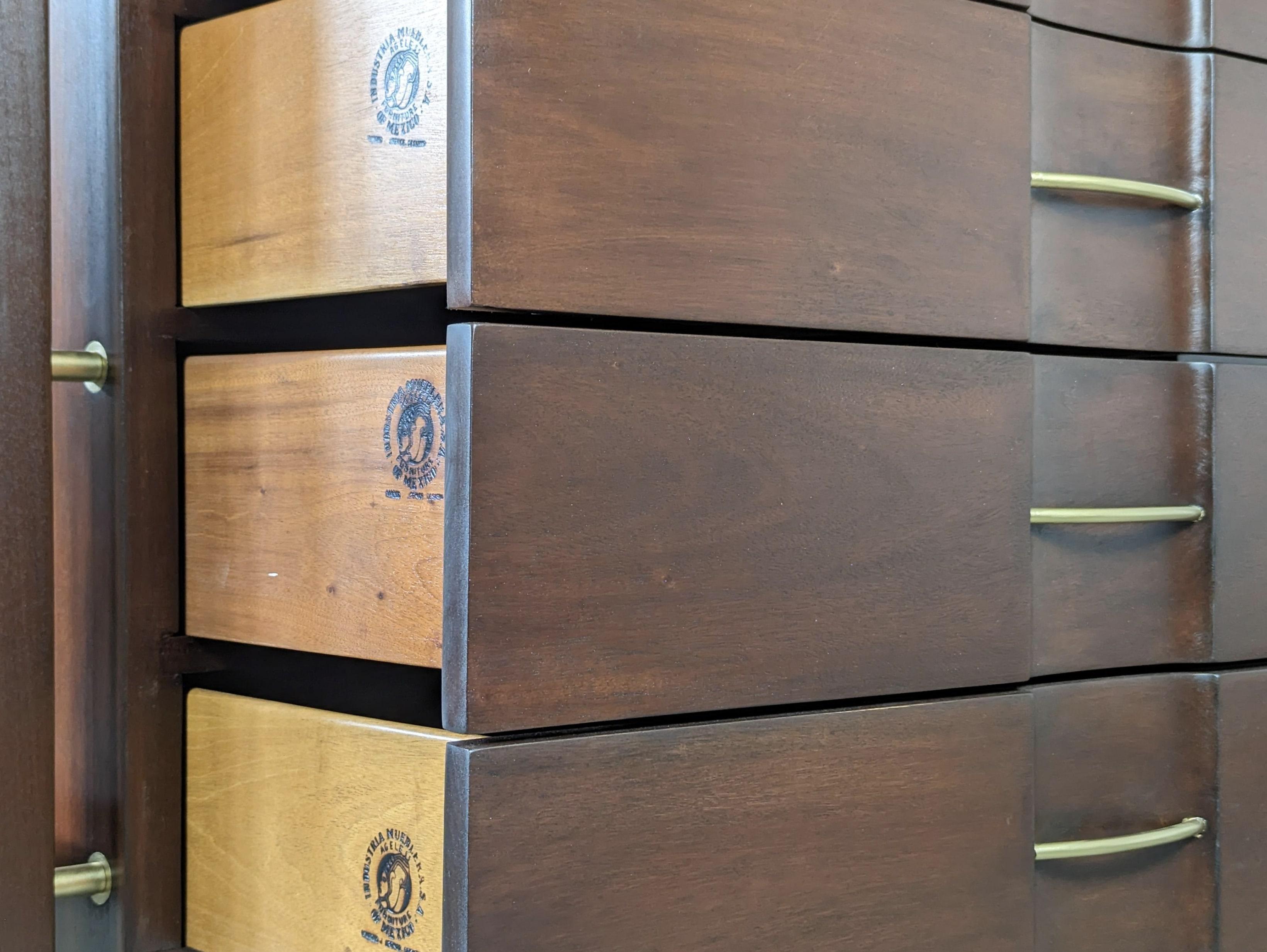 Mid-20th Century Mid Century 8-Drawer Dresser by Edmond J. Spence for Industria Mueblera, c1950s For Sale