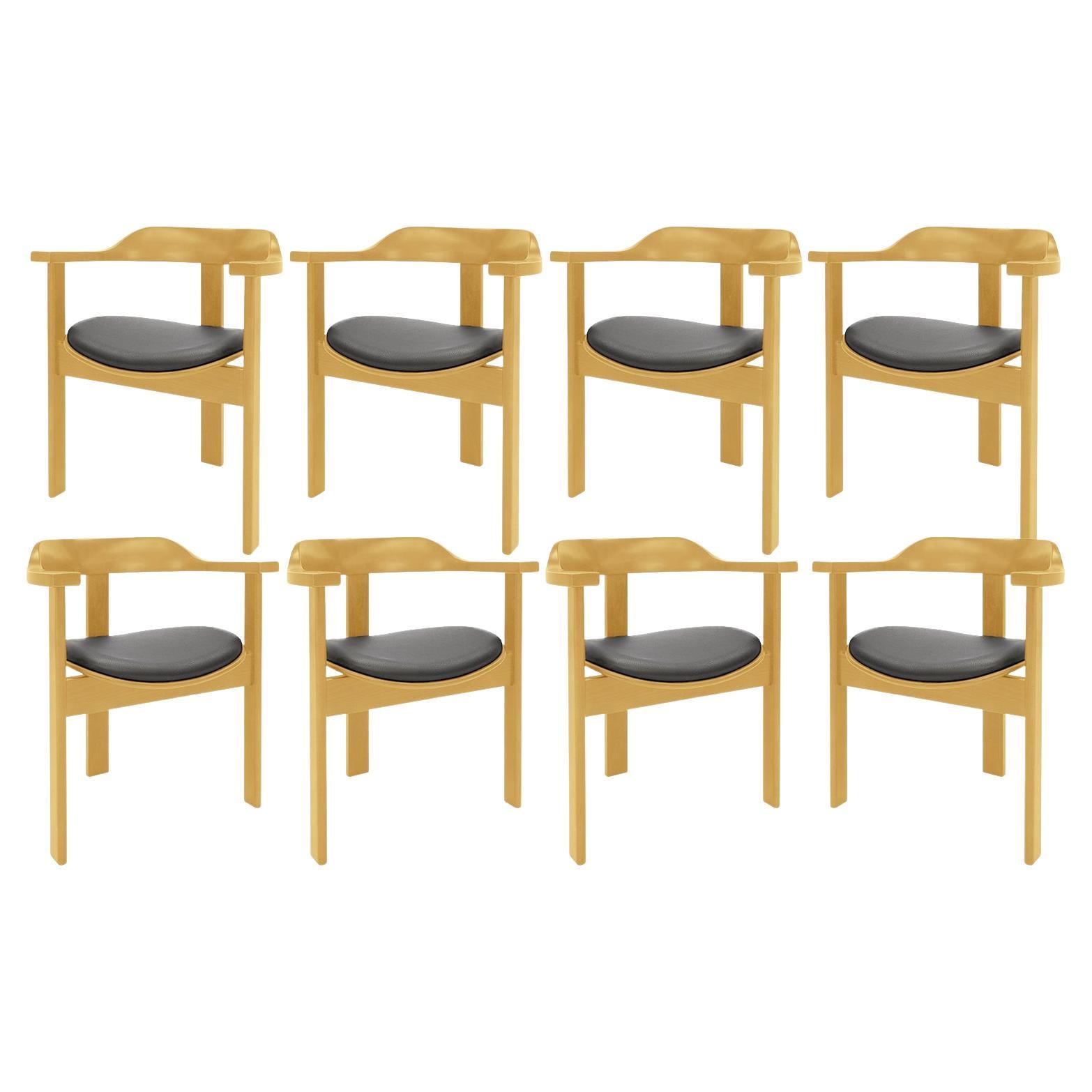 Mid Century 8 Golden Beech Haussmann chair, Robert & Trix Haussmann, Design 1964