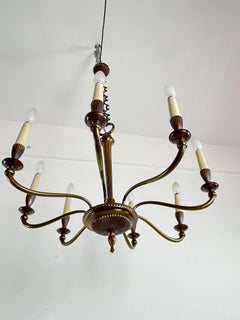 Mid-Century 8-Light Brass Chandelier 1950s