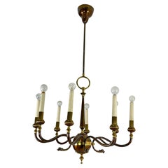 Mid-century 8-Light Brass Chandelier, 1950s