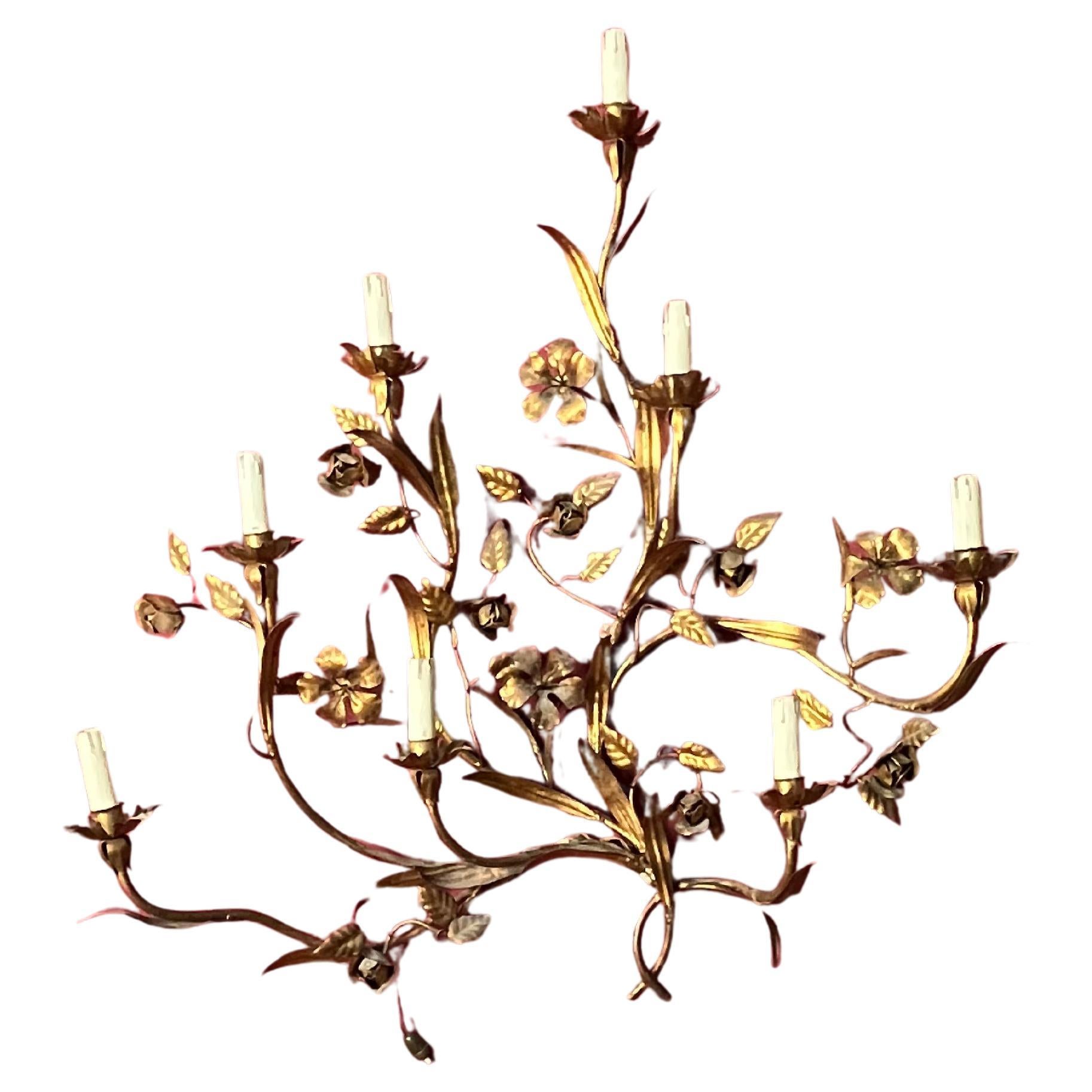 Lámpara de pared de 8 luces de mediados de siglo, envío DHL con derechos de aduana pagados Italiano en venta