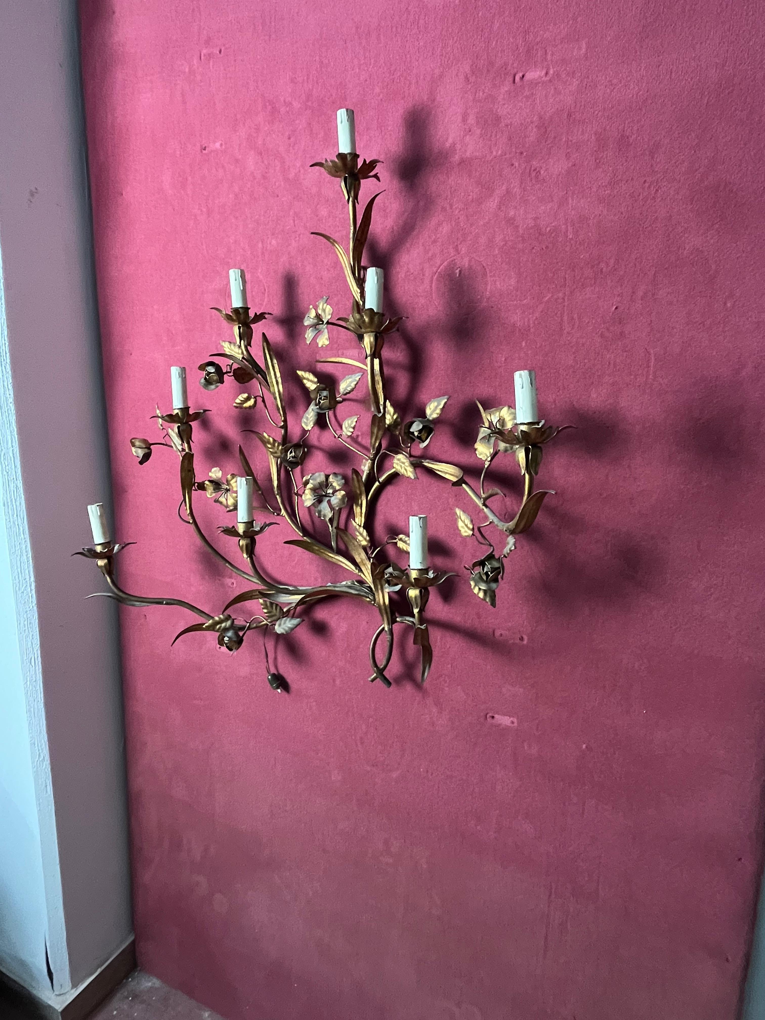 Lámpara de pared de 8 luces de mediados de siglo, envío DHL con derechos de aduana pagados en venta 1