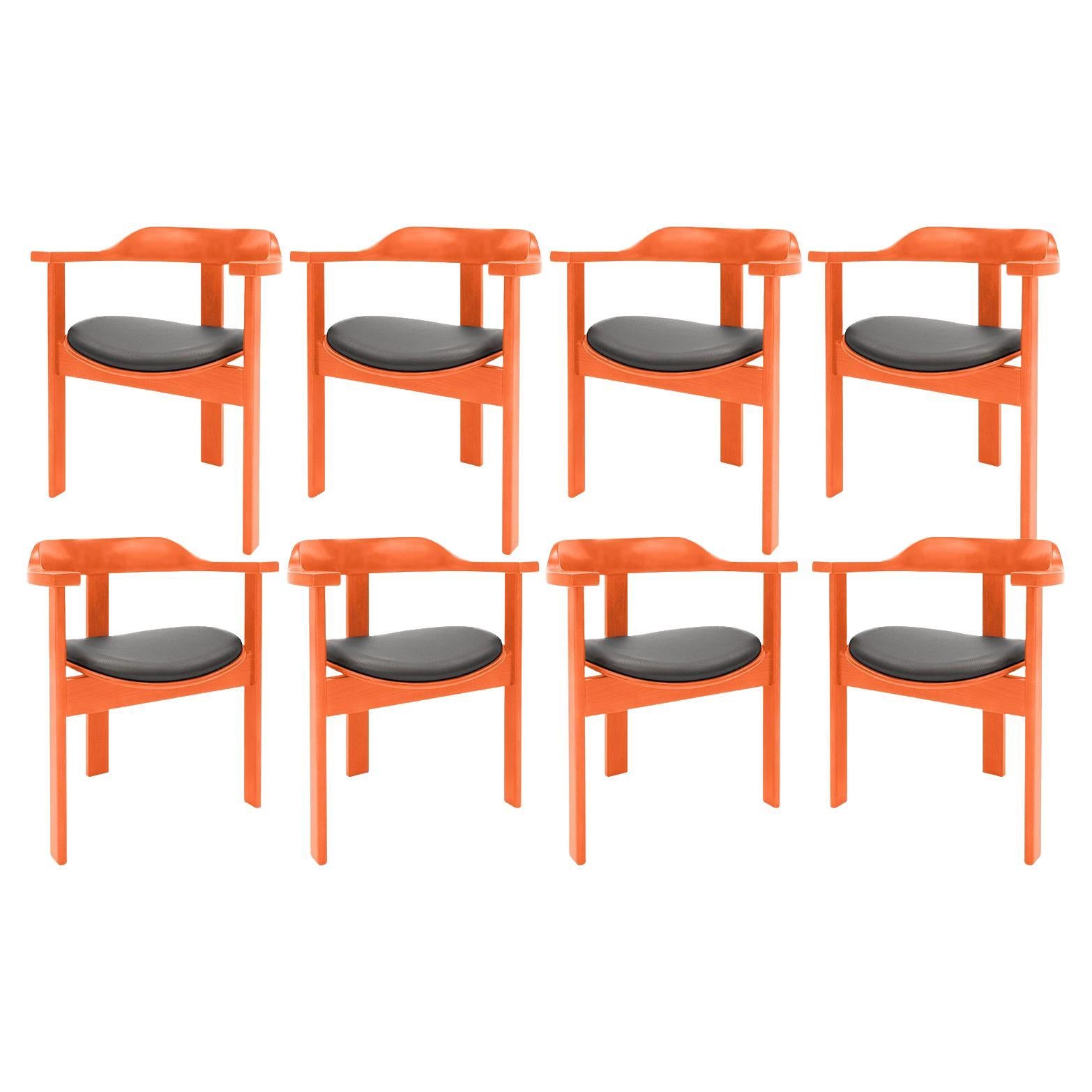 Sillones Haussmann Mediados del Siglo 8 Naranja, Robert and Trix Haussmann, Diseño 1964