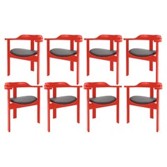 8 fauteuils Haussmann rouges du milieu du siècle dernier, Robert & Trix Haussmann, Design 1964