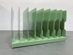 Mid Century 8 Slot Desktop / File / Paper Organizer, Refinished in Green