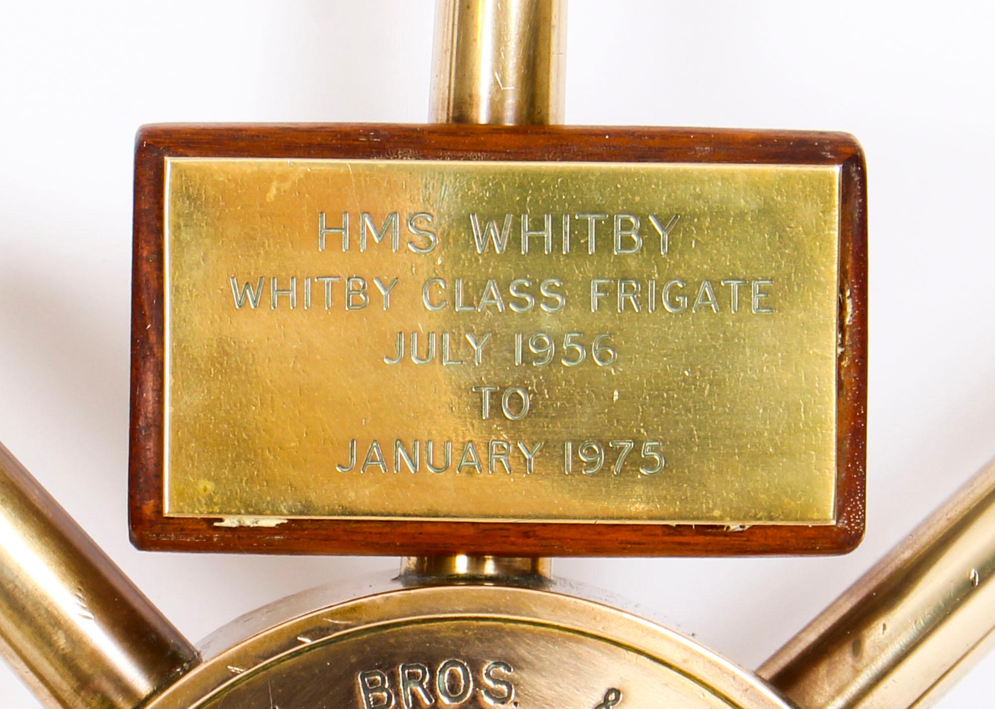 Scottish Midcentury 8-Spoke Brass and Walnut Ships Wheel HMS Whitby Brown Bros
