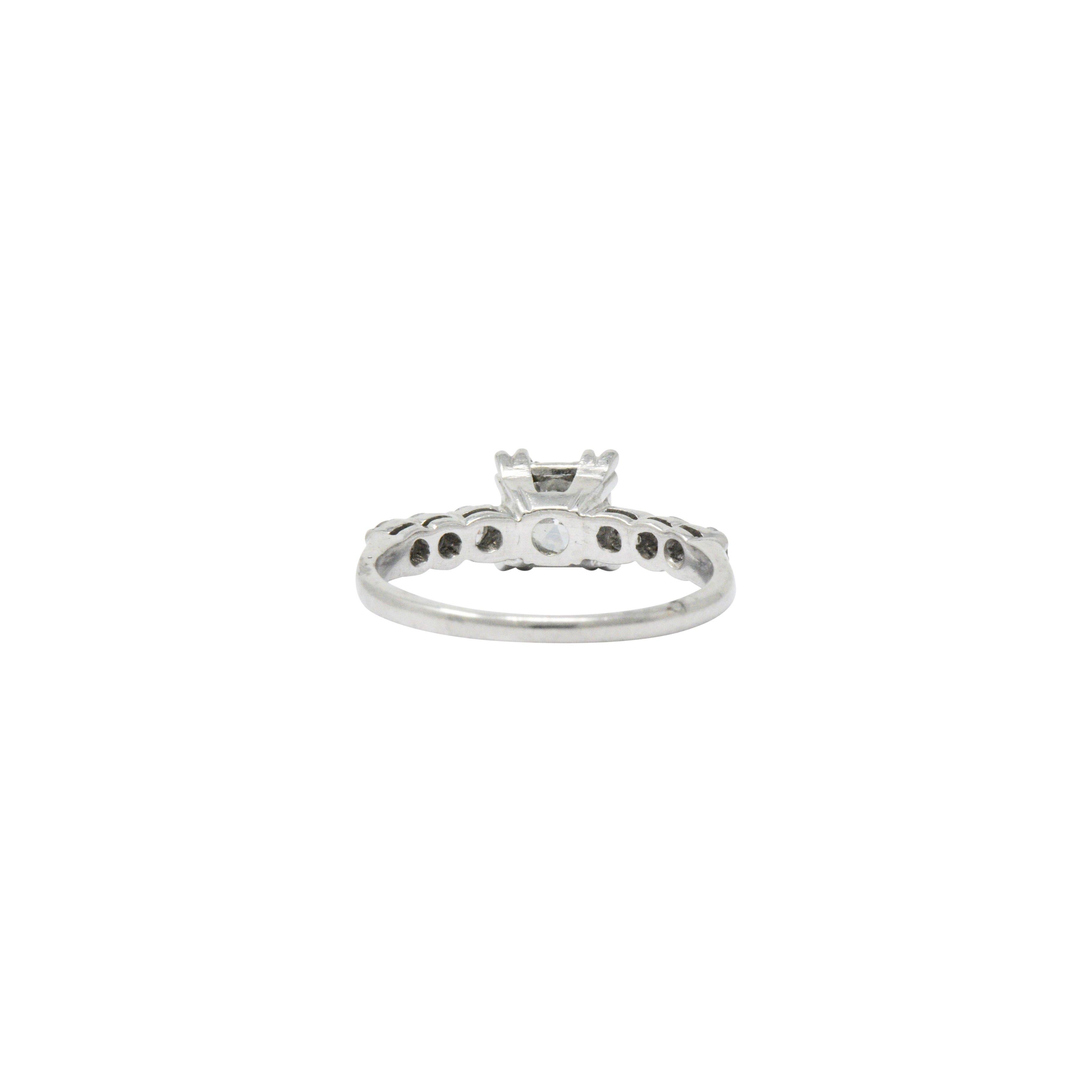 Old European Cut Mid-Century 0.80 Carat Diamond Platinum Engagement Ring Circa 1950