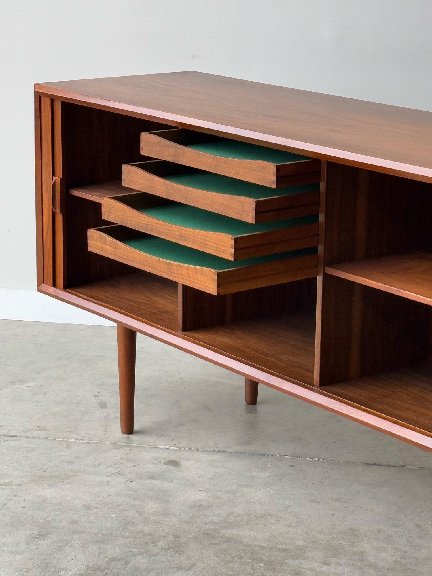 Late 20th Century Mid-Century 80” Tambour Door Credenza by Svend Aage Larsen