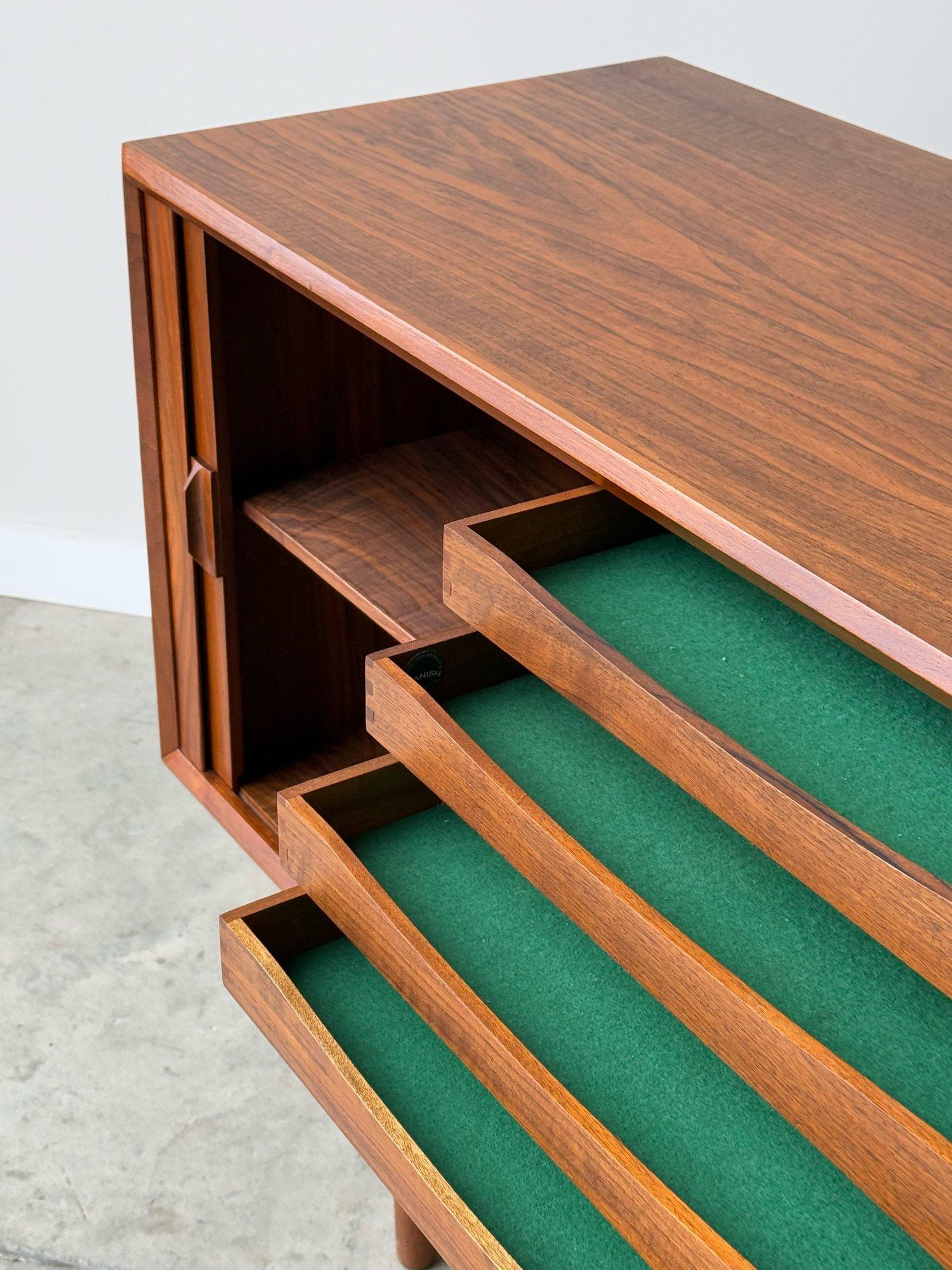 Wood Mid-Century 80” Tambour Door Credenza by Svend Aage Larsen