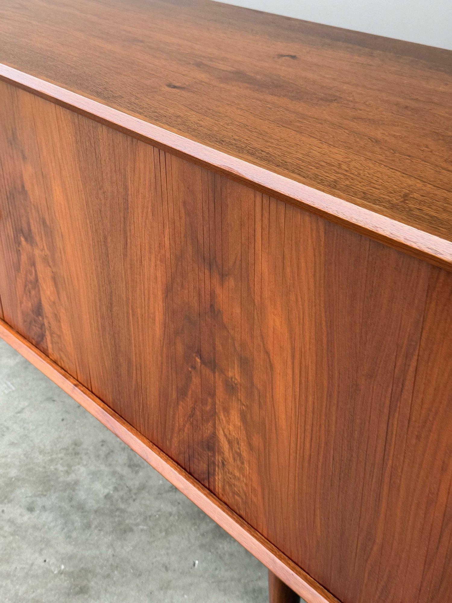 Mid-Century 80” Tambour Door Credenza by Svend Aage Larsen 2
