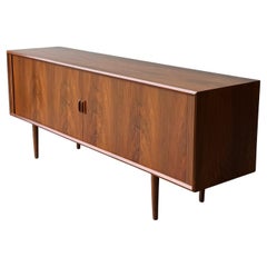 Vintage Mid-Century 80” Tambour Door Credenza by Svend Aage Larsen