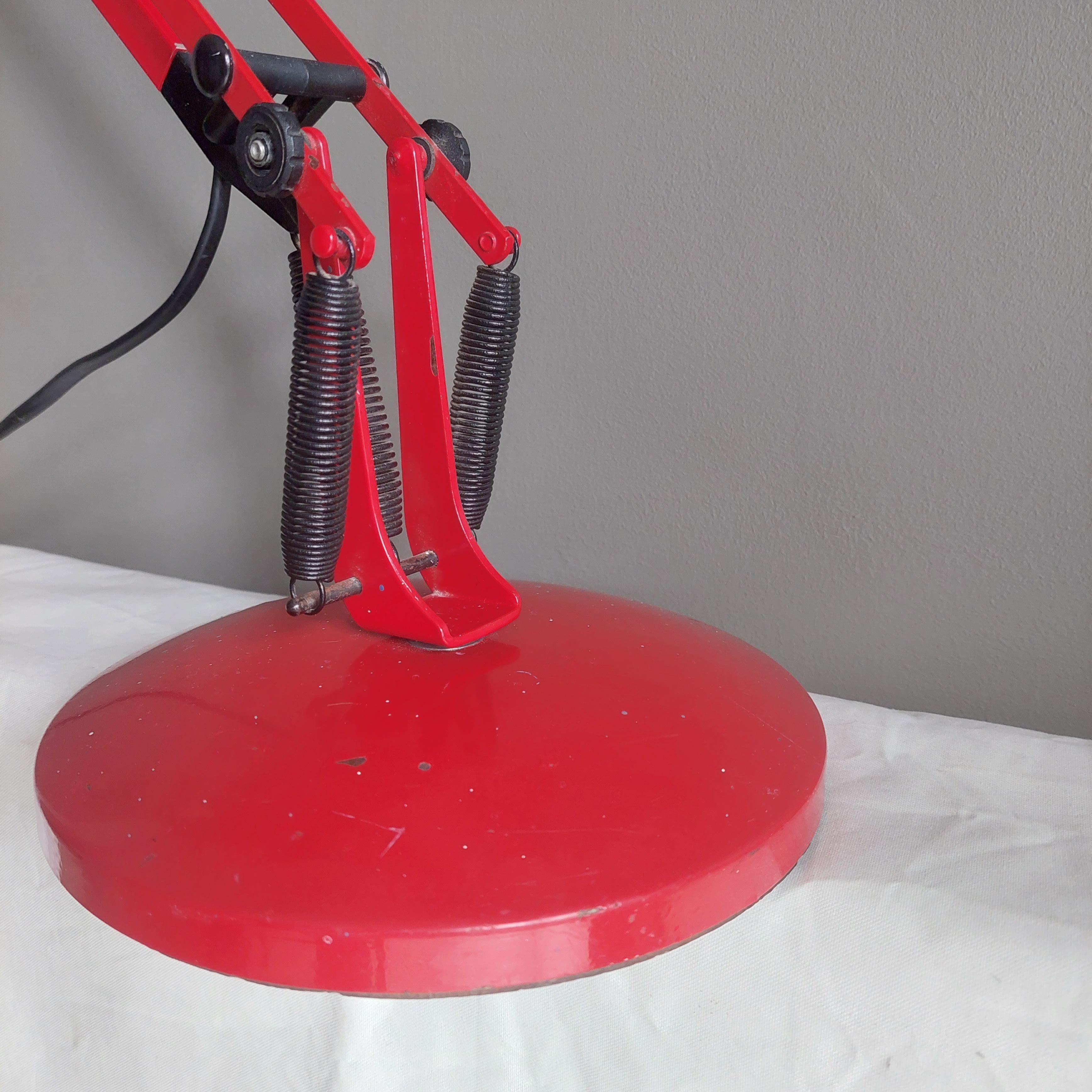 Mid Century 80s  Herbert Terry Model Apex 90 Anglepoise Desk Lamp in Red 6