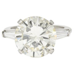 Midcentury 8.27 Carats Transitional Cut Diamond Platinum Engagement Ring GIA