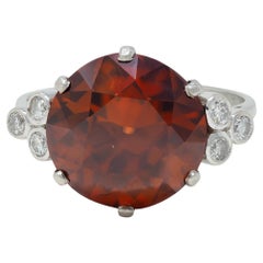 Mid-Century 8.95 CTW Zircon Diamond Platinum Retro Cocktail Ring