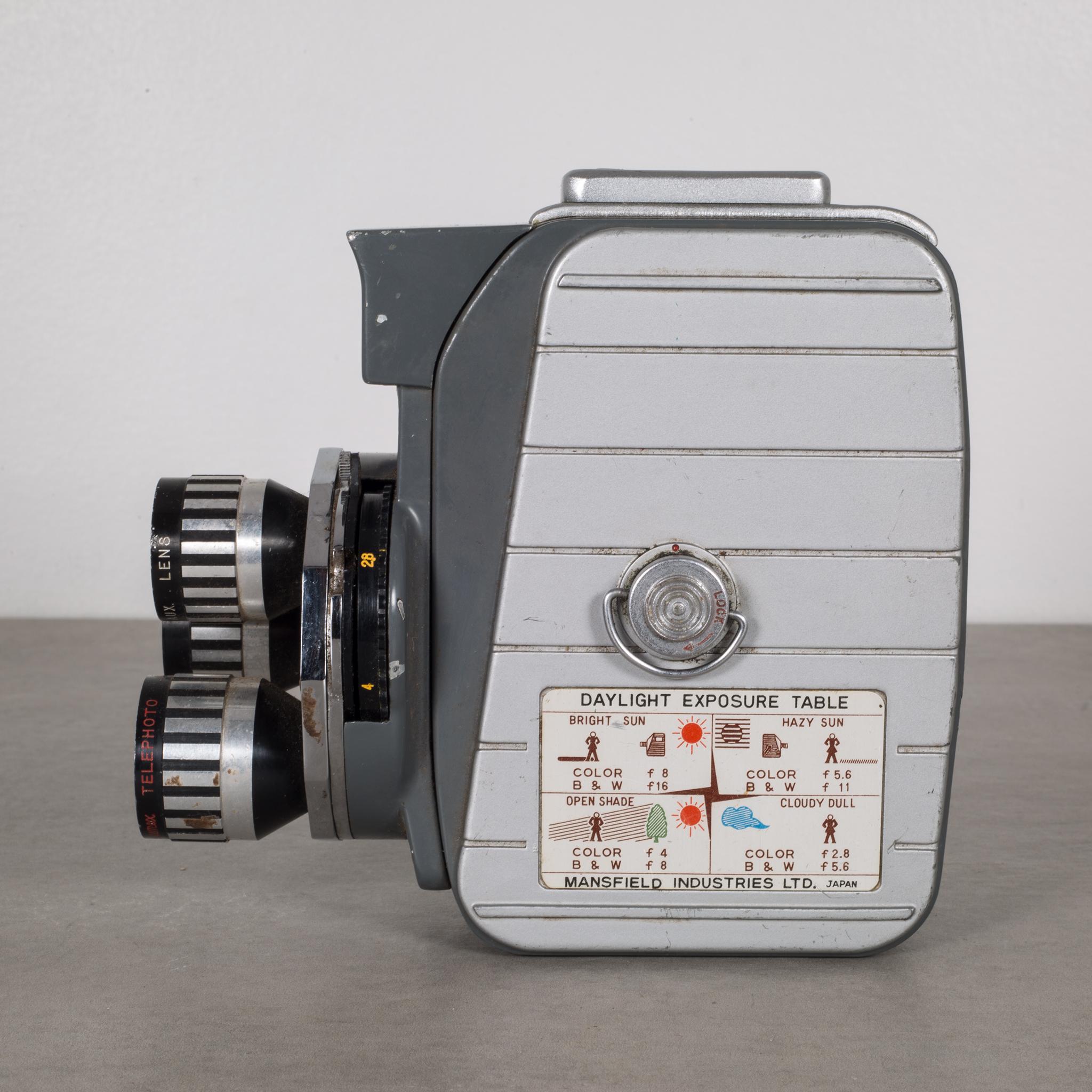 About:

This is an original Holiday ll 8mm film camera. The body is all metal with a glass meter on top. The lens rotate and the arm on the side winds. This piece has retained its original finish with minimal structural damage. The camera may or