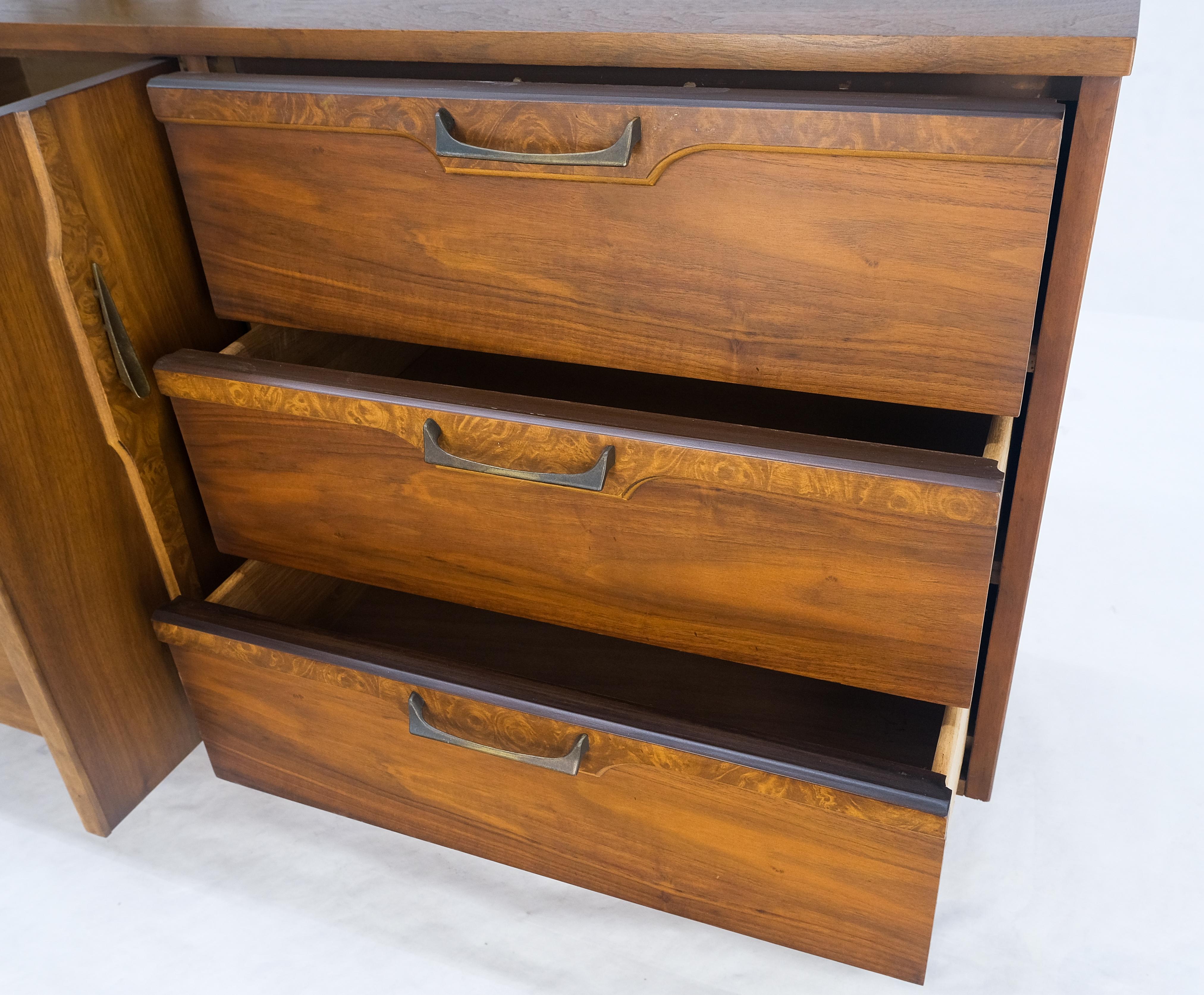 Mid Century 9 Schubladen Double Door Compartment Walnut Burl Inlay Dresser MINT! im Angebot 2