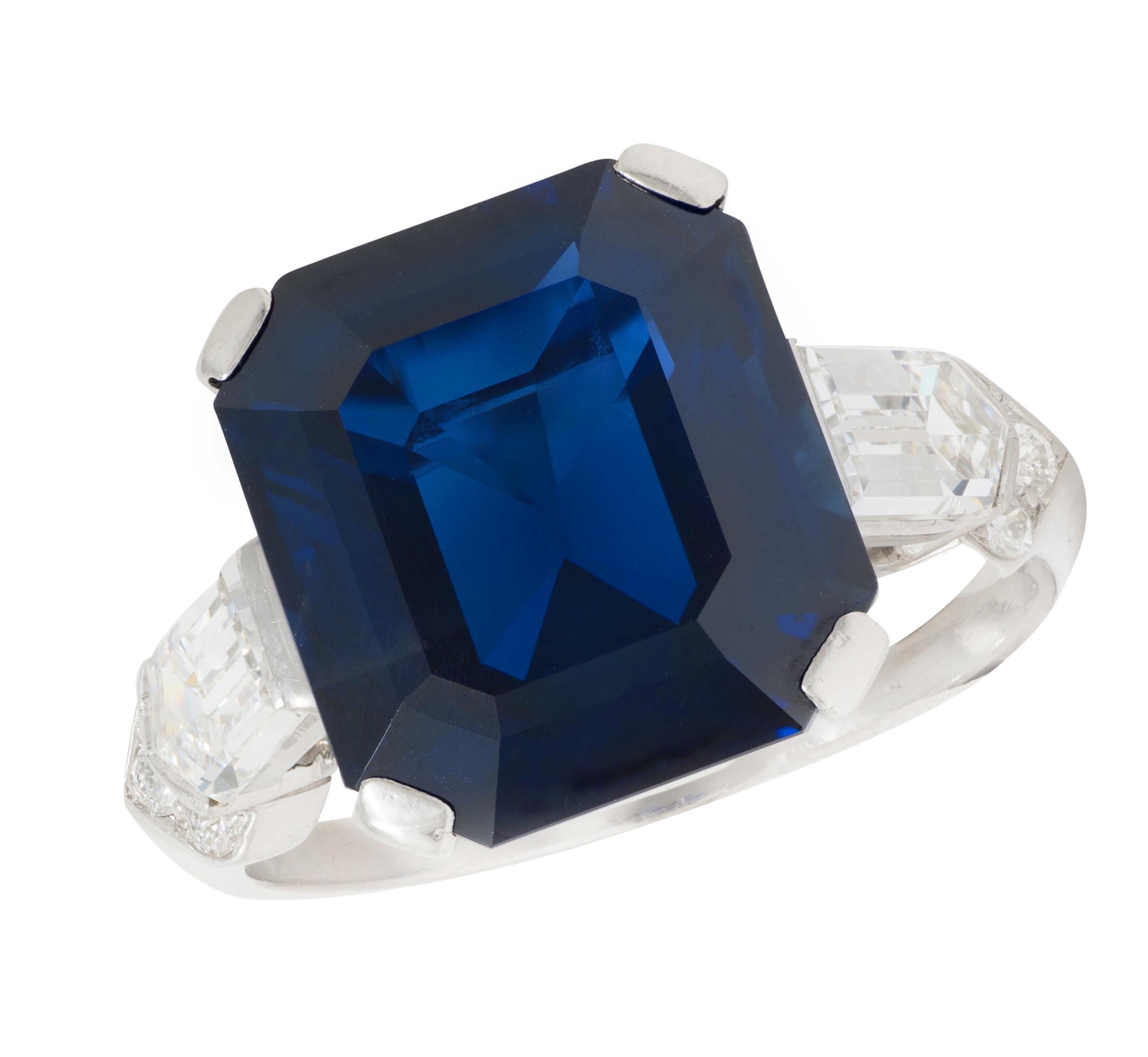 Mid-Century 9.28 CTW No Heat Sapphire Diamond Vintage Cocktail Ring AGL For Sale 4