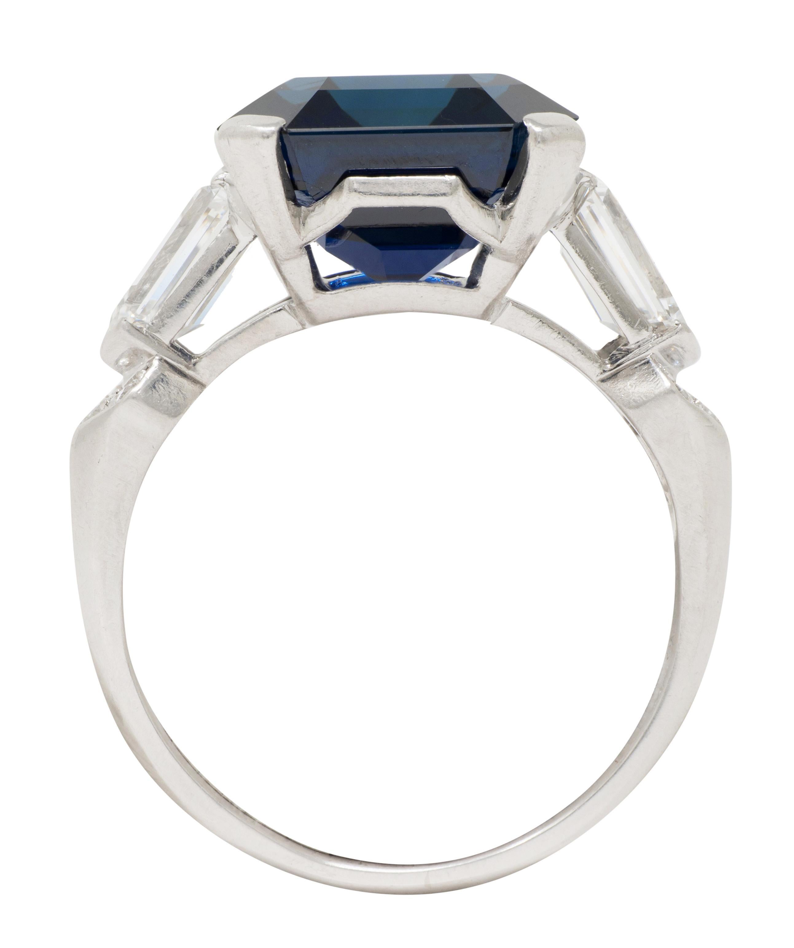 Mid-Century 9.28 CTW No Heat Sapphire Diamond Vintage Cocktail Ring AGL For Sale 5