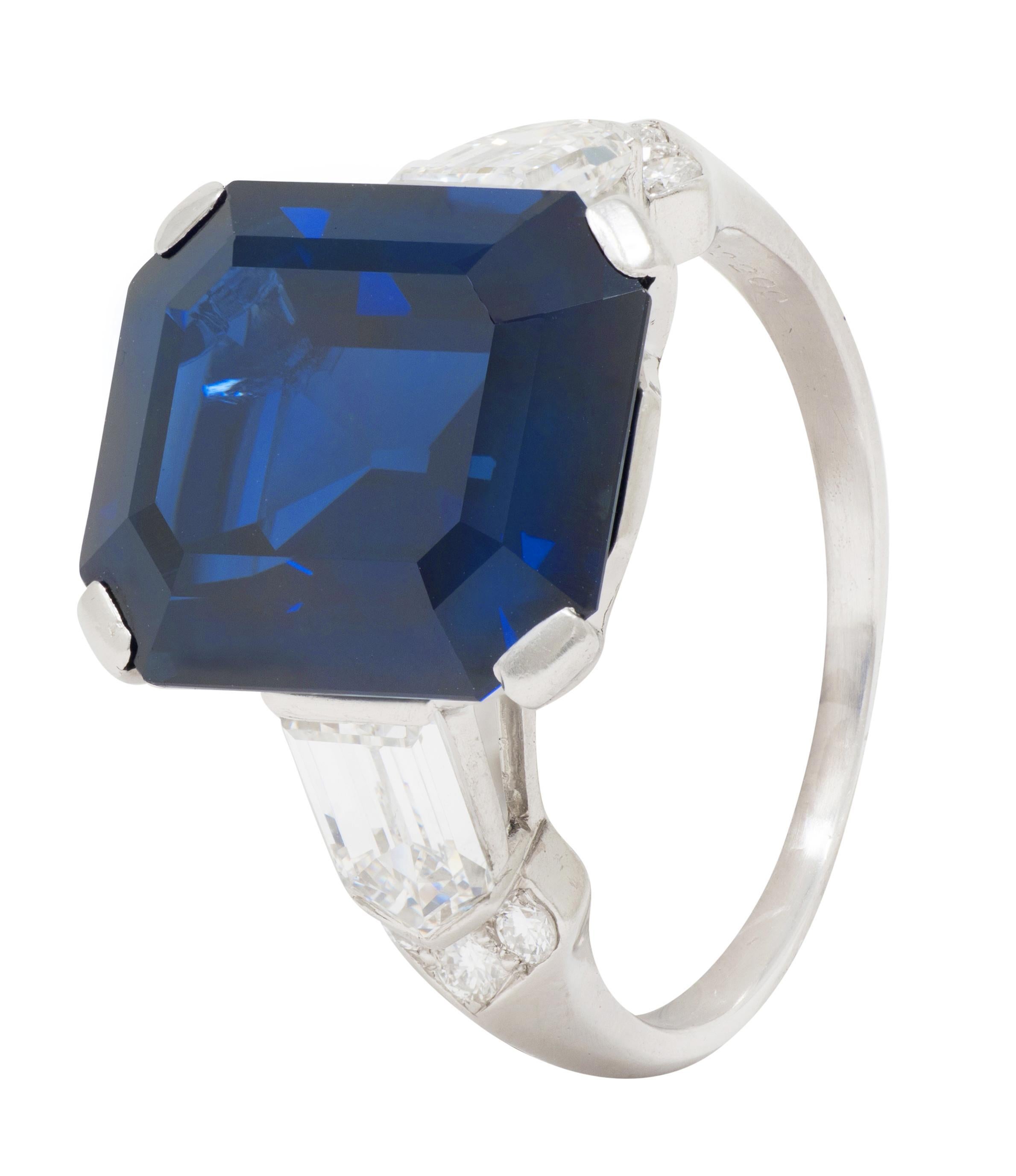 Mid-Century 9.28 CTW No Heat Sapphire Diamond Vintage Cocktail Ring AGL For Sale 6