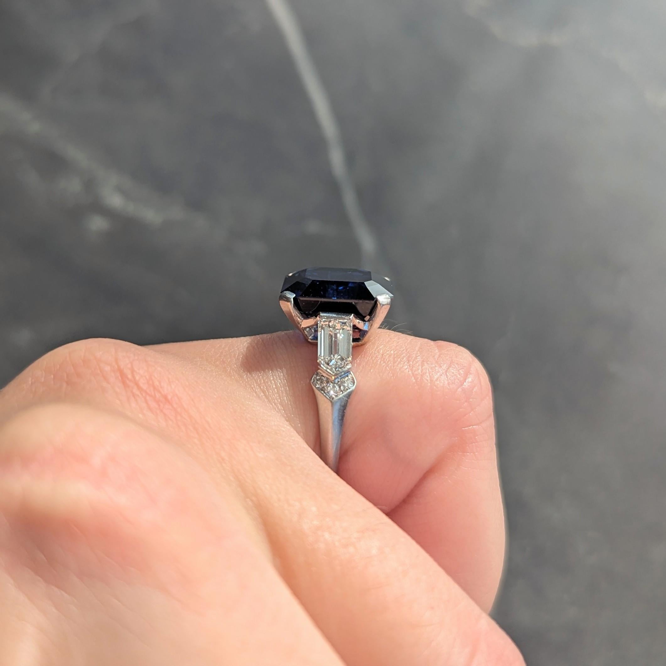 Mid-Century 9.28 CTW No Heat Sapphire Diamond Vintage Cocktail Ring AGL For Sale 7