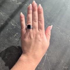 Mid-Century 9.28 CTW No Heat Sapphire Diamond Vintage Cocktail Ring AGL