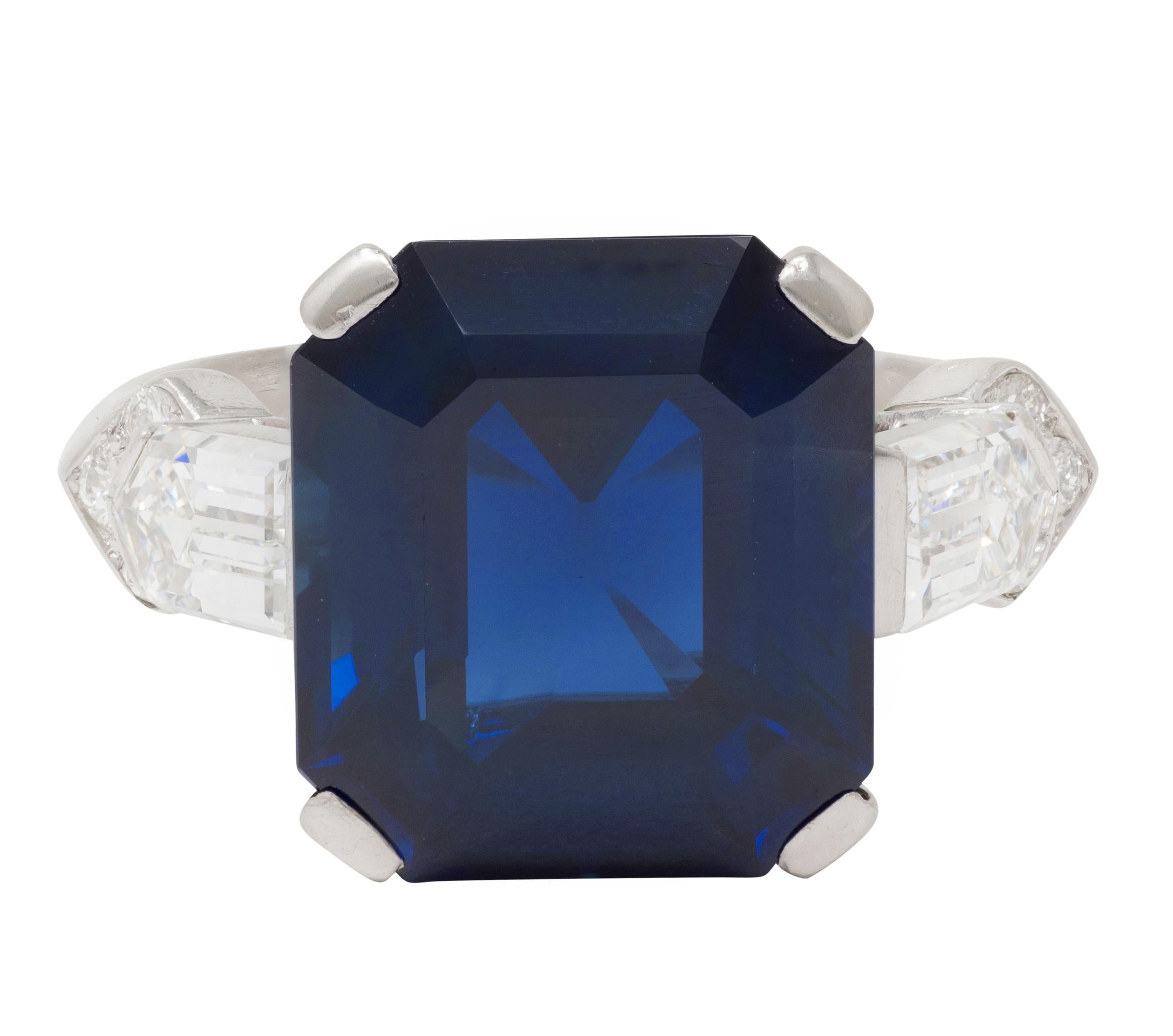 Mid-Century 9.28 CTW No Heat Sapphire Diamond Vintage Cocktail Ring AGL For Sale 2