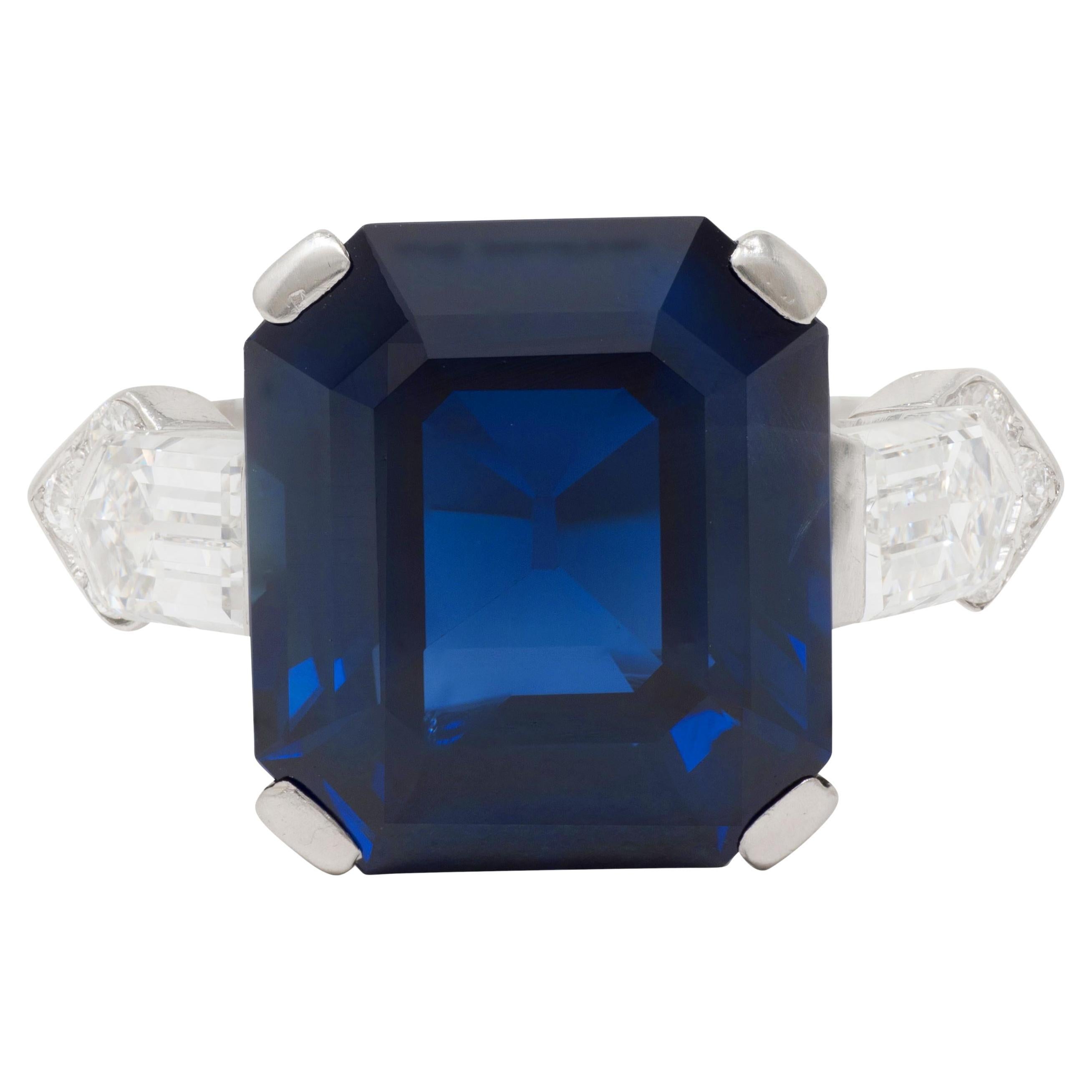 Mid-Century 9.28 CTW No Heat Sapphire Diamond Vintage Cocktail Ring AGL For Sale