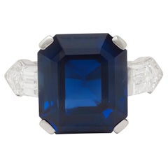 Mid-Century 9.28 CTW No Heat Sapphire Diamond Vintage Cocktail Ring AGL